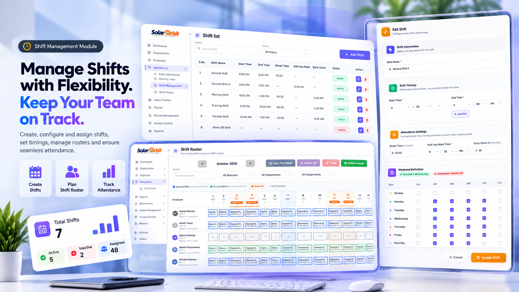 Shift & Roster Management interface